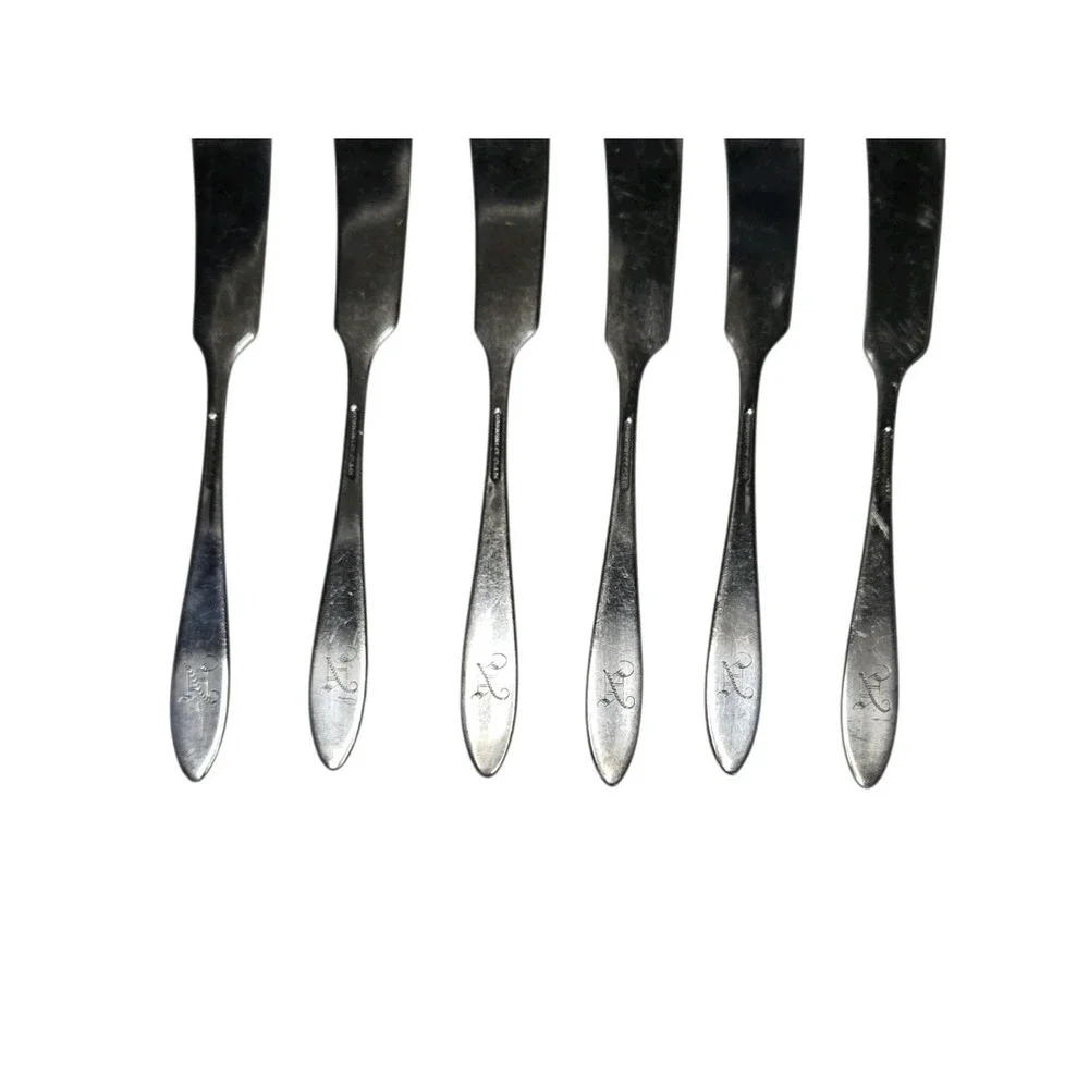 Vintage 1914 Oneida Patrician Silverplate Butter Spreaders Monogram N Set of 6